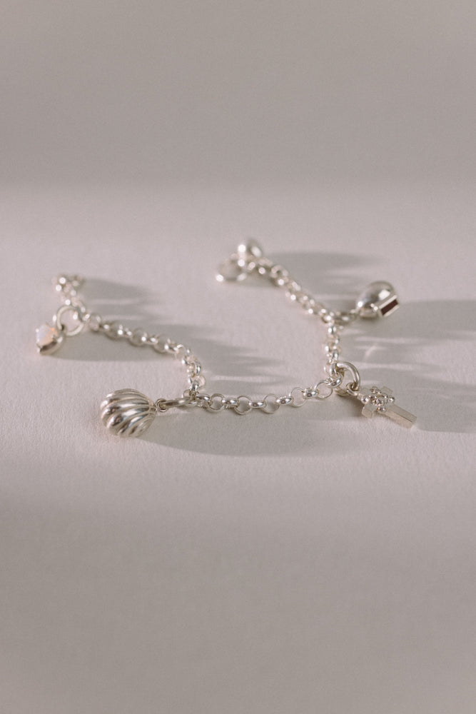 Love Heart Charm, White Opal