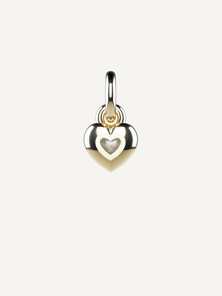 Love Heart Charm, White Opal