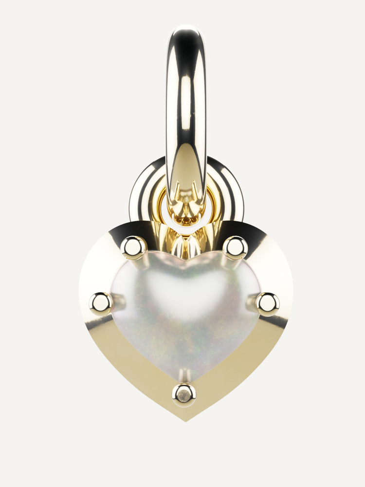 Love Heart Charm, White Opal