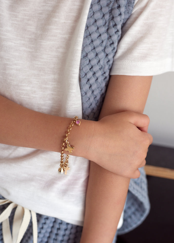 Love Heart Charm, Pink Tourmaline