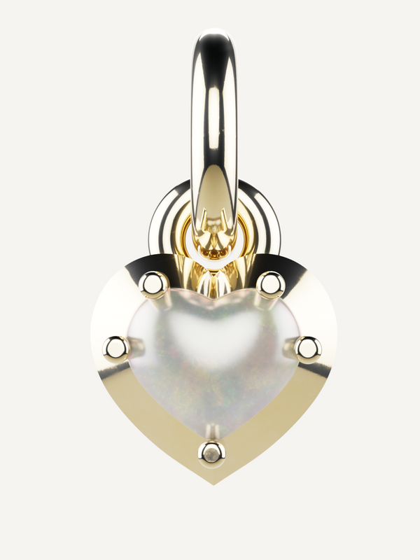 Love Heart Charm, White Opal