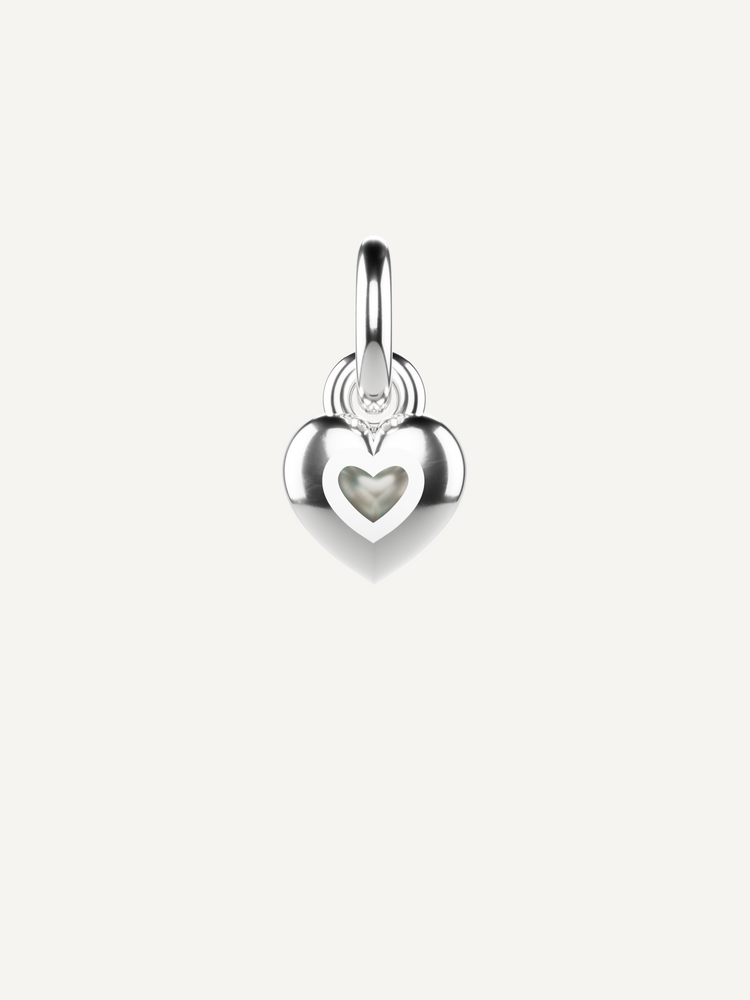 Love Heart Charm, White Opal