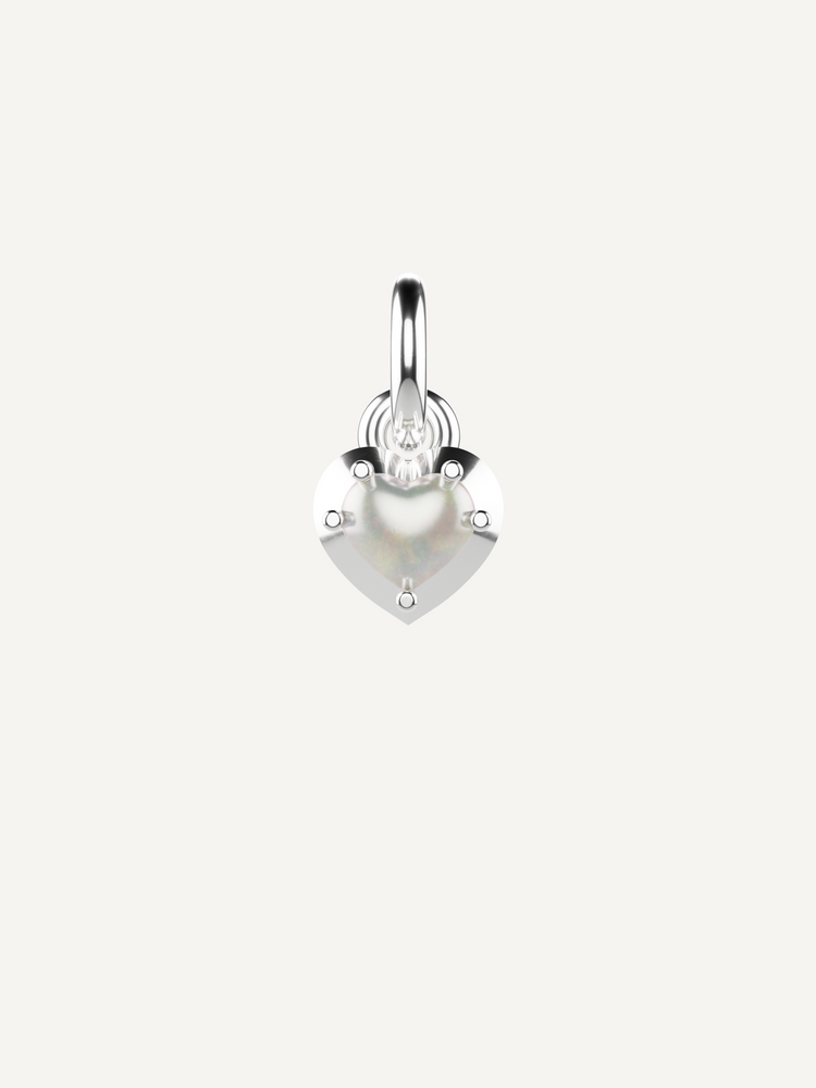 Love Heart Charm, White Opal