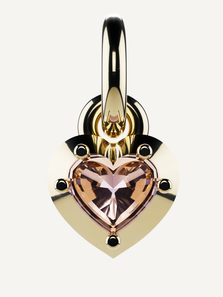 Love Heart Charm, Pink Tourmaline
