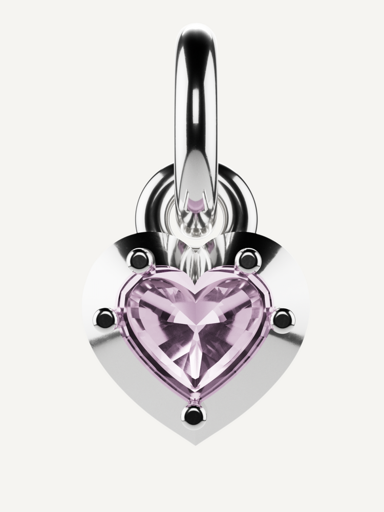 Love Heart Charm, Pink Tourmaline