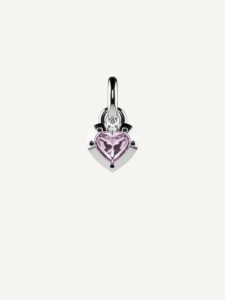 Love Heart Charm, Pink Tourmaline